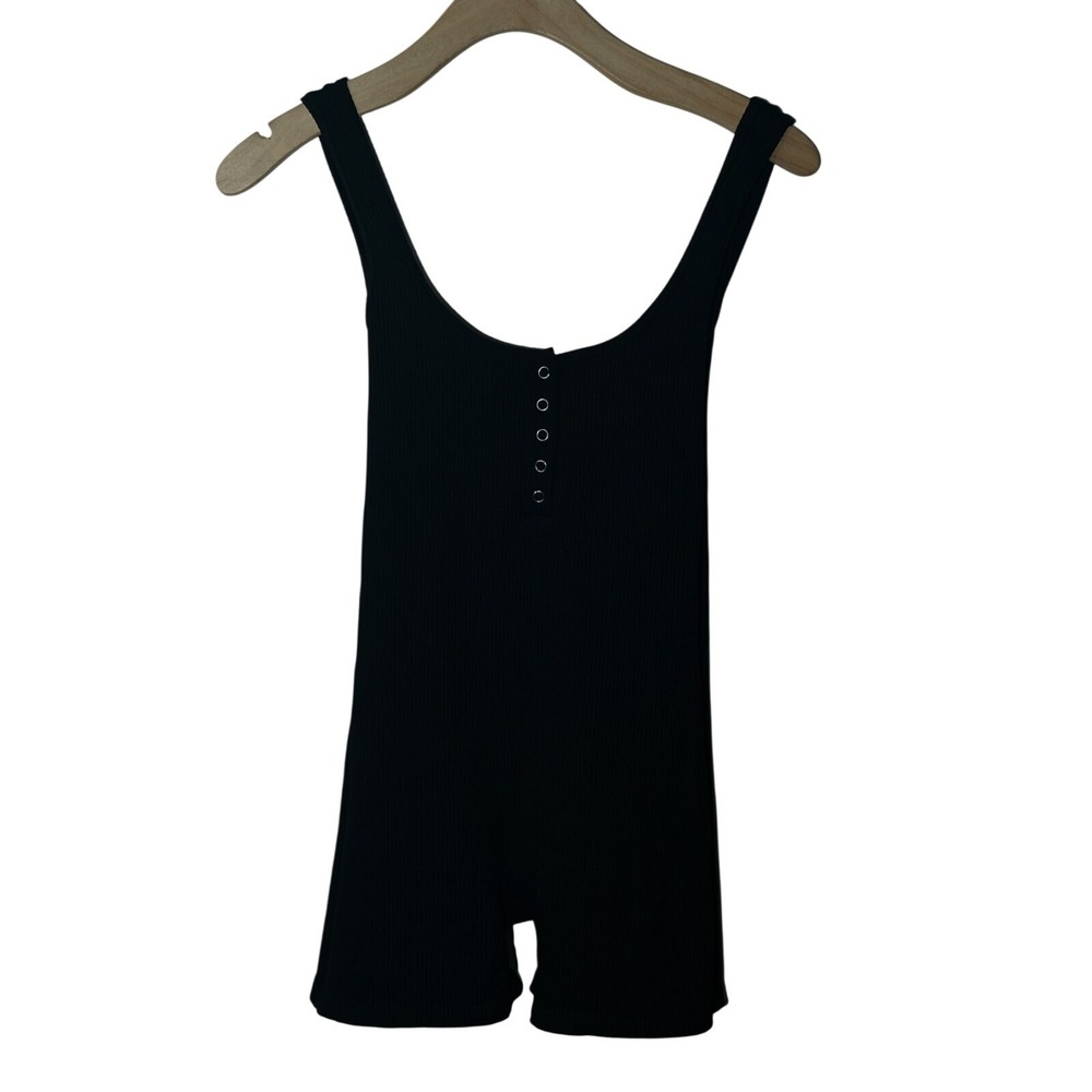 Windsor Black Ribbed Bodysuit Romper Unitard Women medium